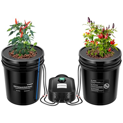 5-Gallon Deep Water Culture Hydroponics Grow System with Air Pump and Air Stone C989