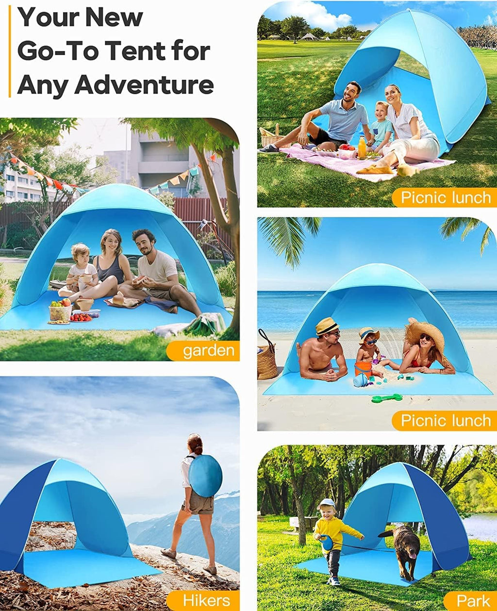 Pop Up Beach Tent, UPF 50+, Waterproof, with Carry Bag I198