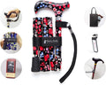 Folding Adjustable Walking Cane with Cane Bag and Reflective Cane Holder L645401