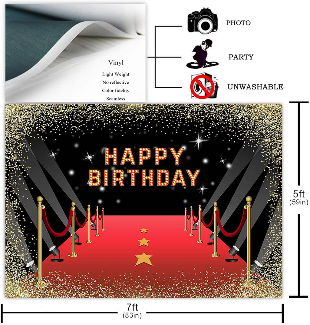 Red Carpet Birthday Backdrop Banner (7x5ft) C6948