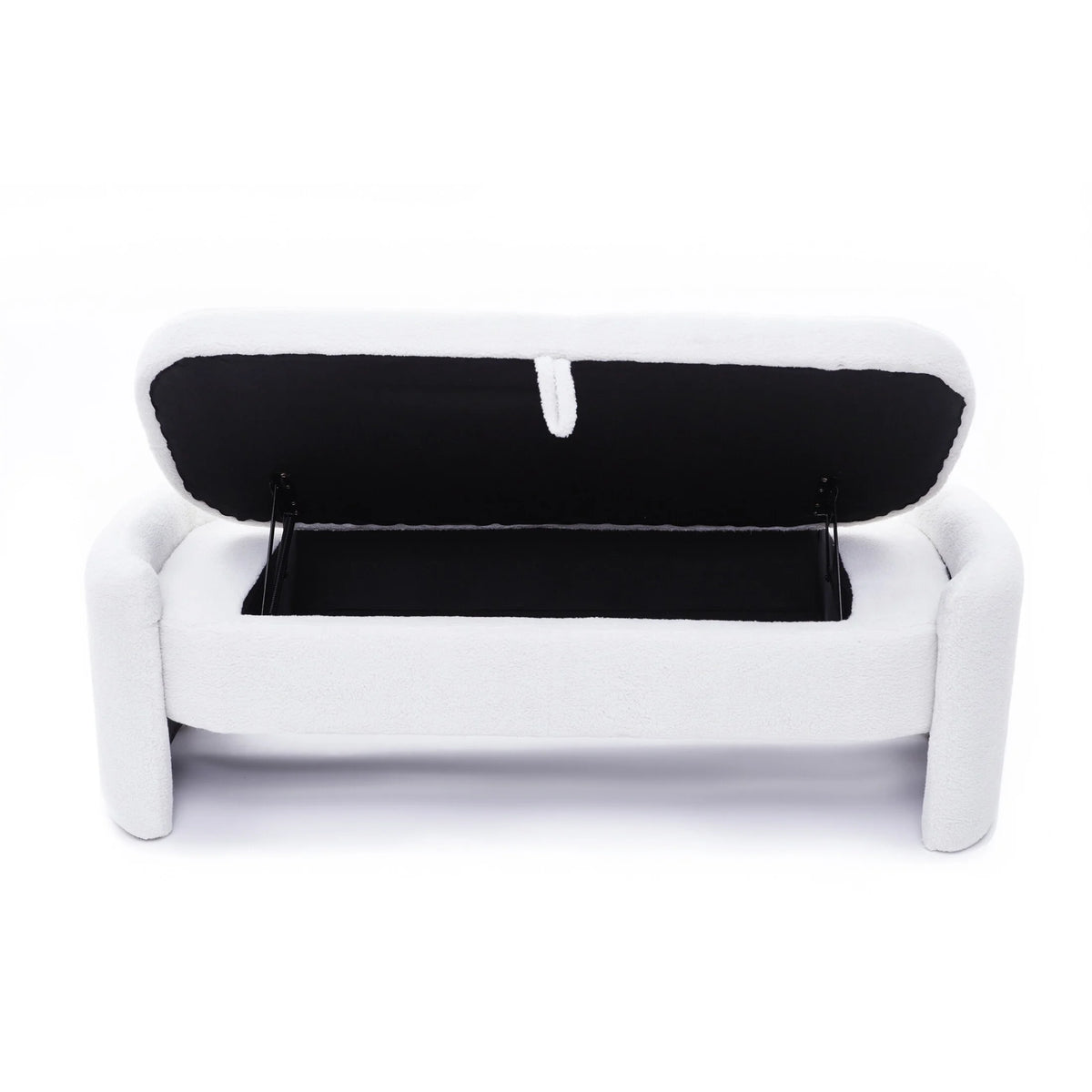 Beige Teddy Fabric Storage Footstool H9208