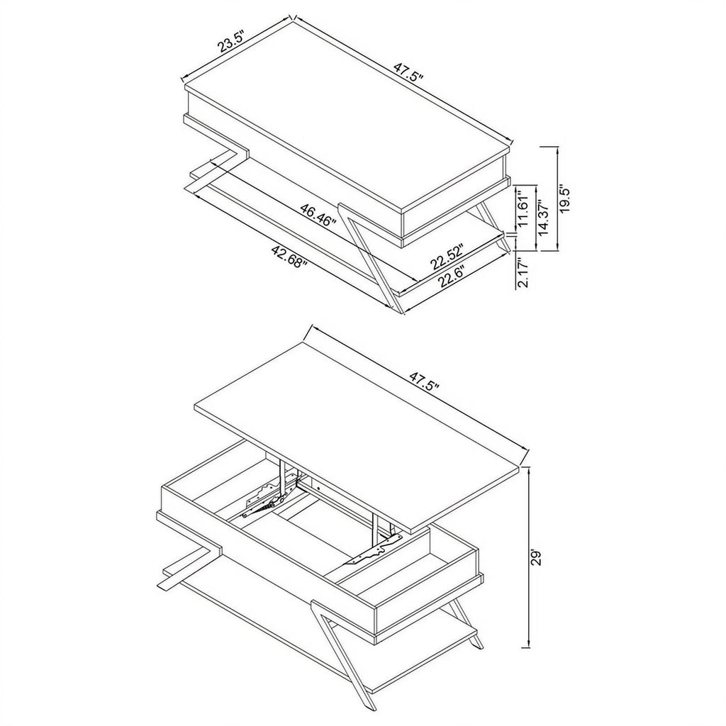 Contemporary Wood Lift Top Coffee Table O3353
