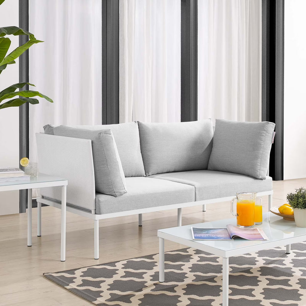 White Gray Aluminum Outdoor Loveseat T991918