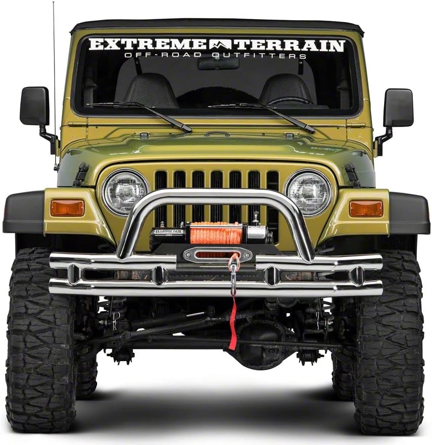 Polished Double Tubular Front Bumper with Winch Cutout O313