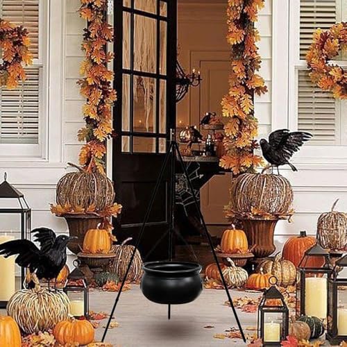 Black Plastic Cauldron with Lights 130cm B152