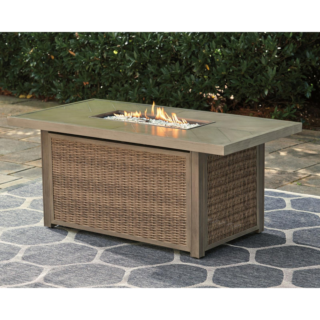 Rectangular Fire Pit Table in Beige X30405