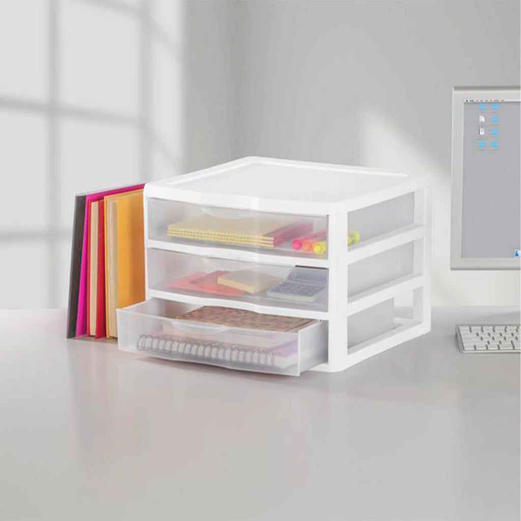 Clear Plastic 3 Drawer Storage System, 3 Pack S992