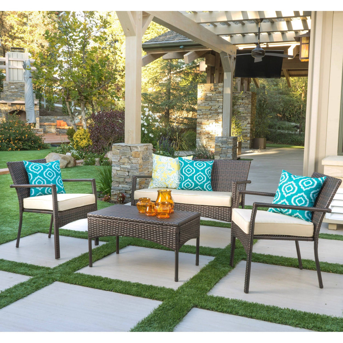 Brown 4pc Wicker Chat Set P196