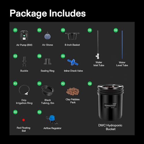 5-Gallon Deep Water Culture Hydroponics Grow System with Air Pump and Air Stone C989