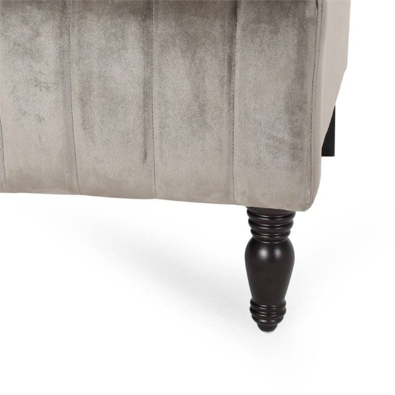 Gray and Dark Brown Velvet Club Chair H5120