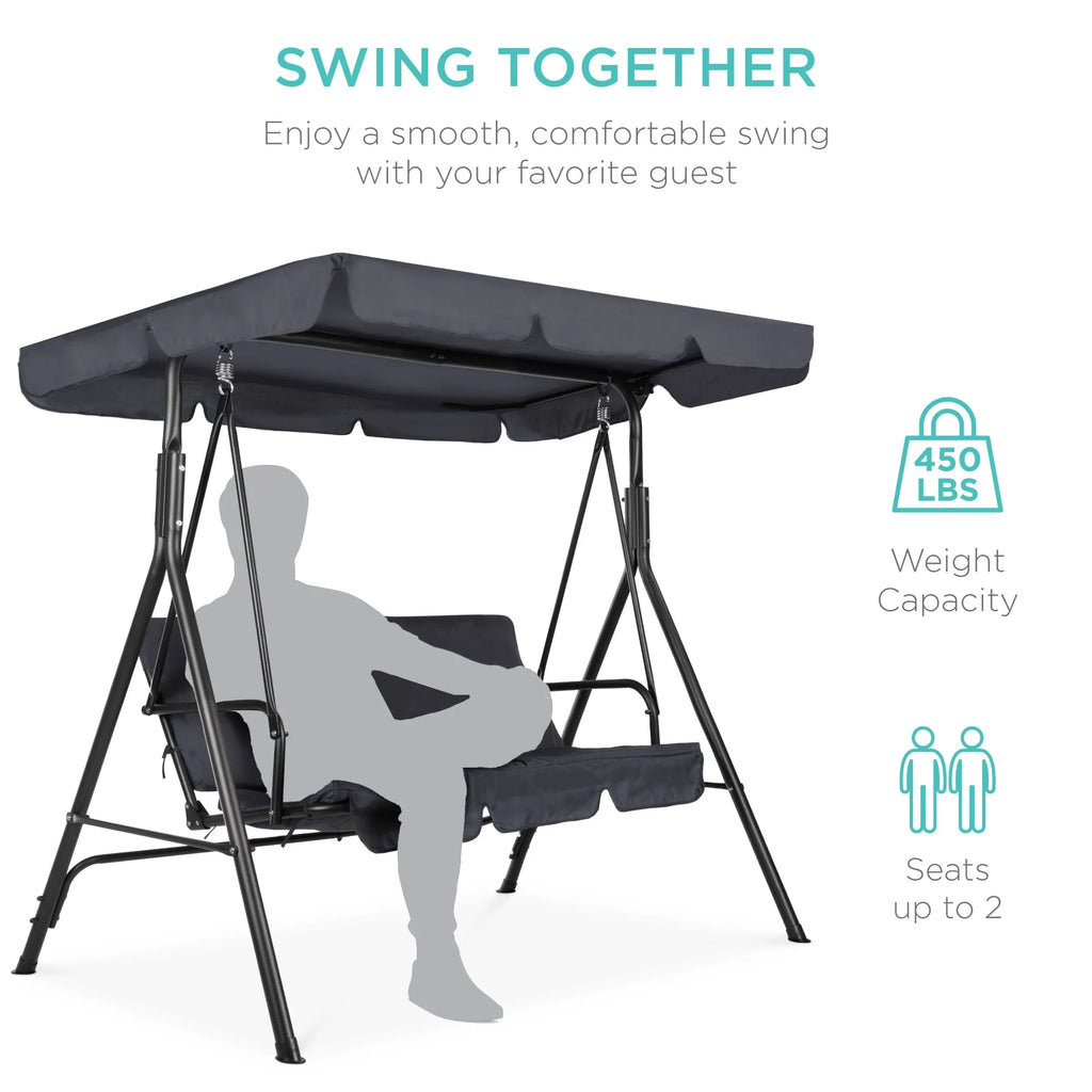 2-Person Convertible Canopy Swing Glider Lounge Chair with Removable Cushions Blue U66970