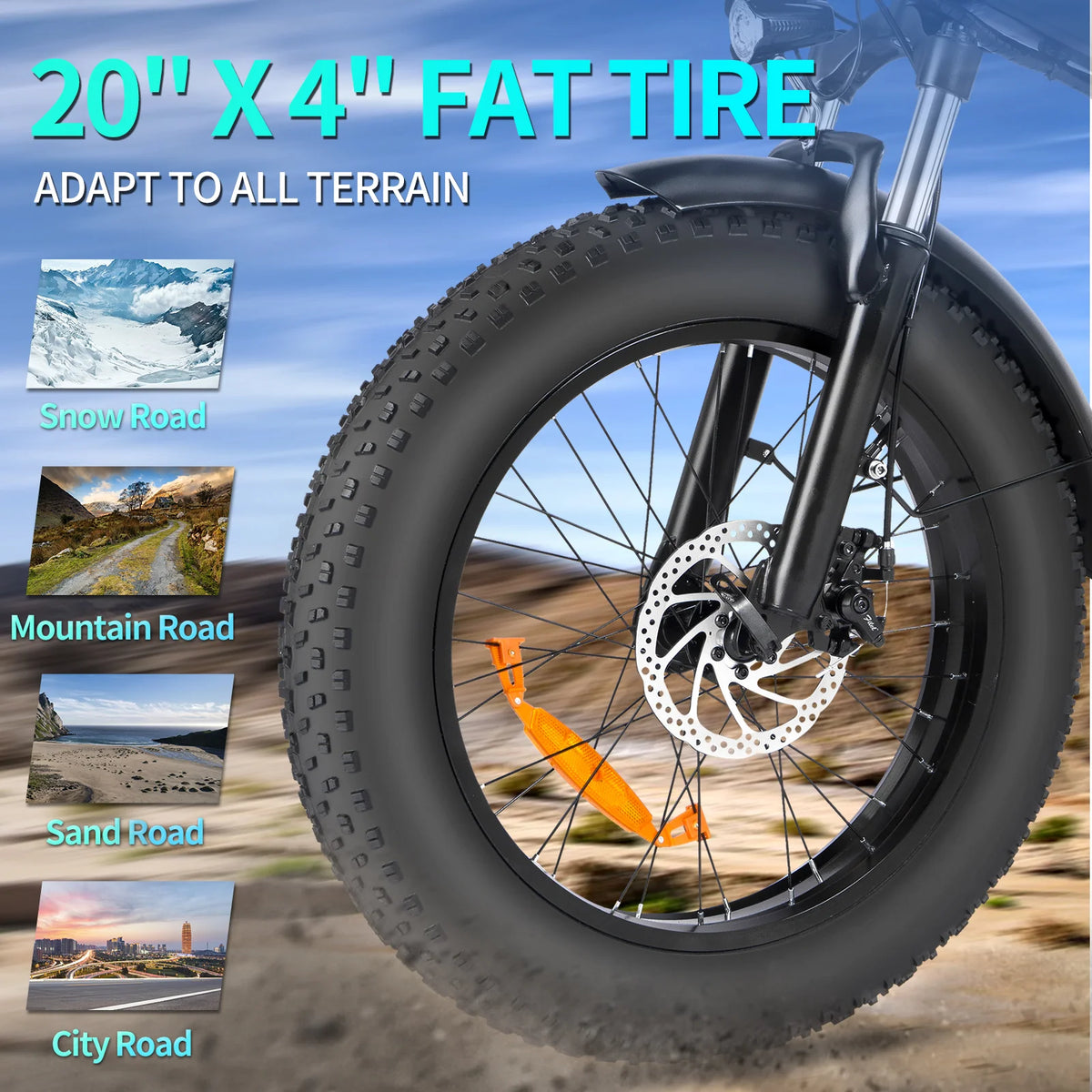 20 Fat Tire 750W 48V 14AH Foldable Electric Bike C14496