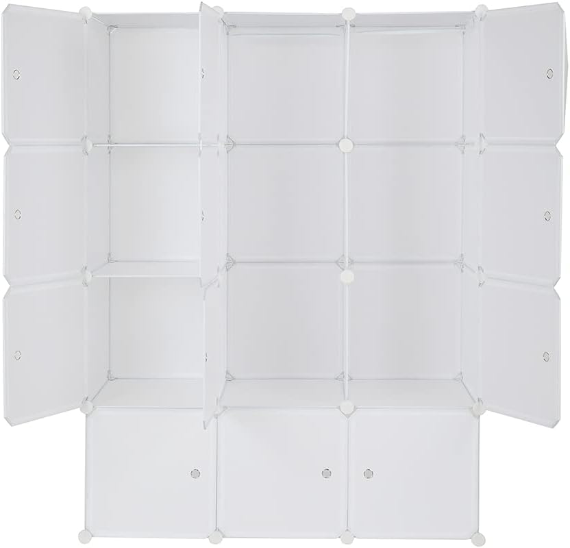 White 12 Cube Plastic Storage Shelves with Hanging Rod C272032