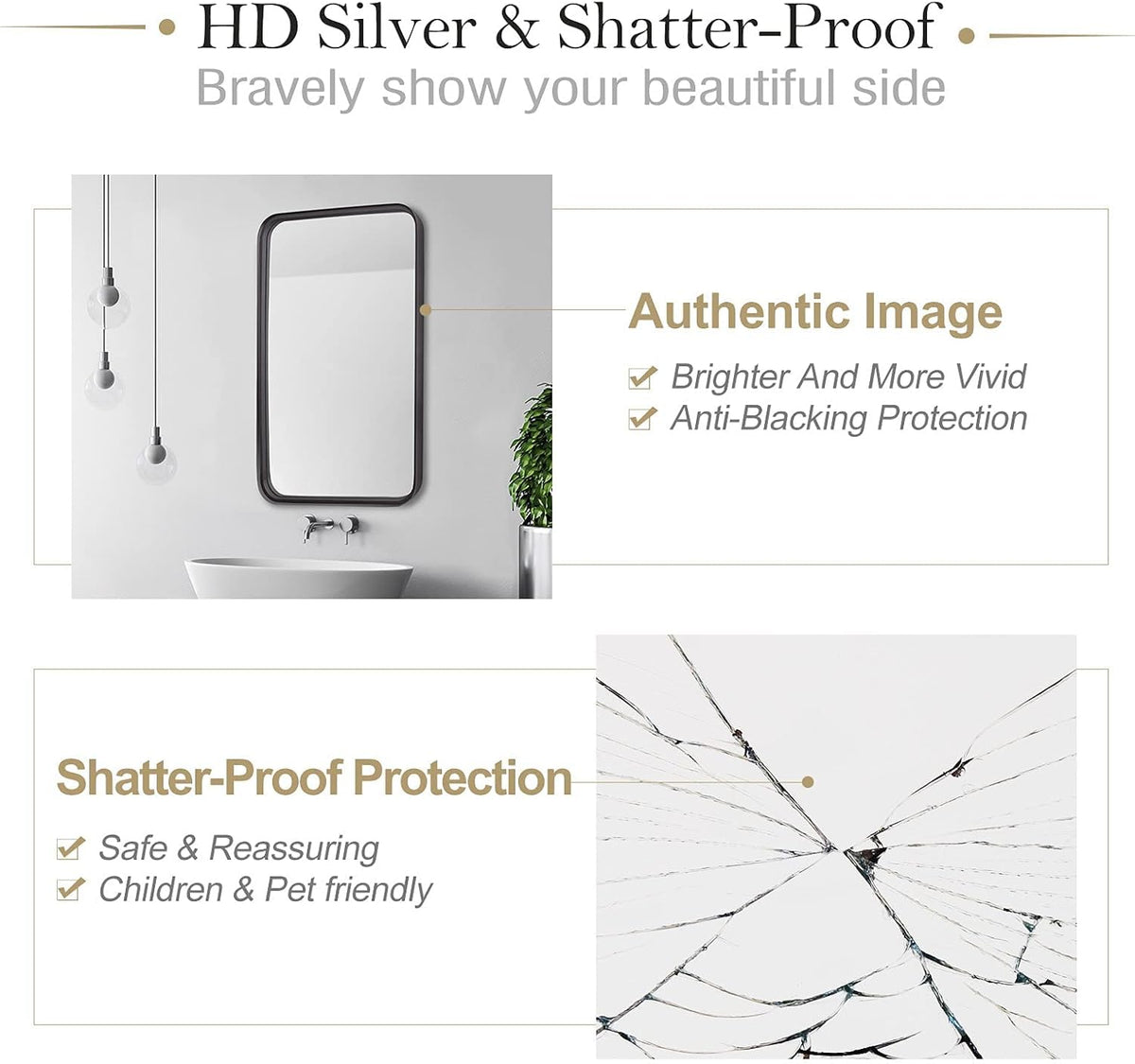 24x36 Rectangular Wall Mount Mirror with Stainless Steel Metal Frame S44748