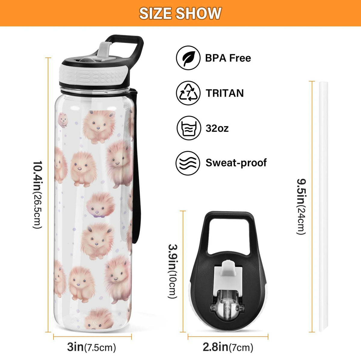 32oz Tritan Clear Water Bottle with Straw K857