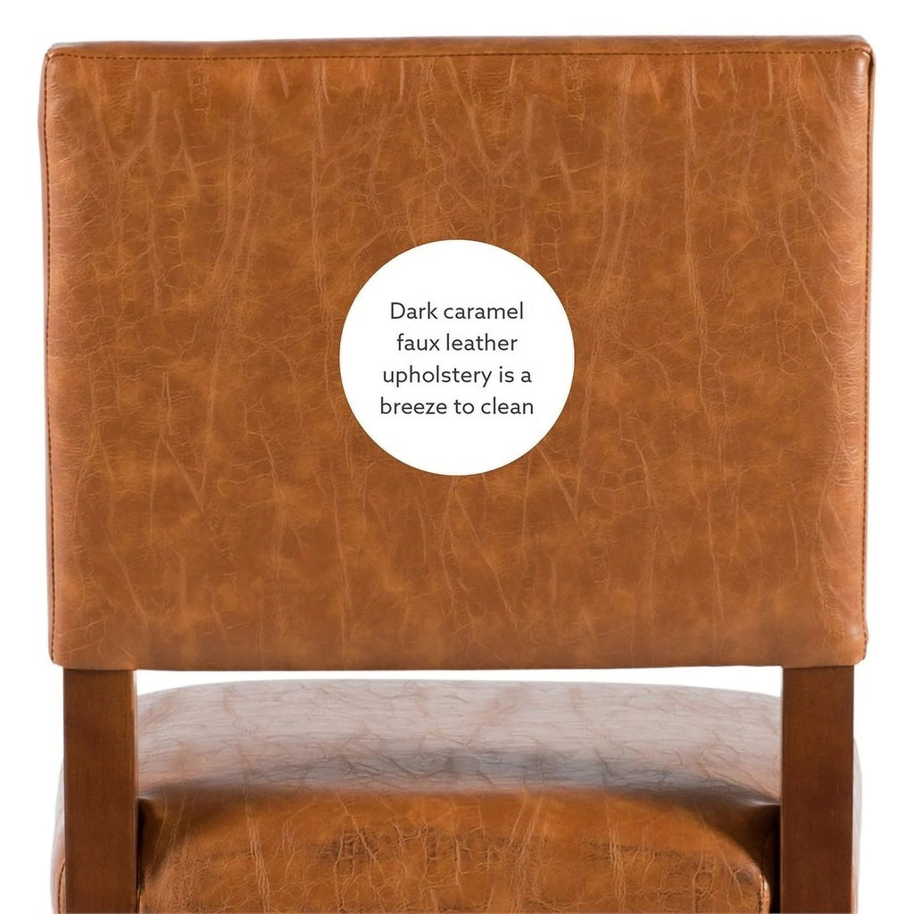 24" Faux Leather Wood Counter Stool in Dark Caramel/Walnut R713737