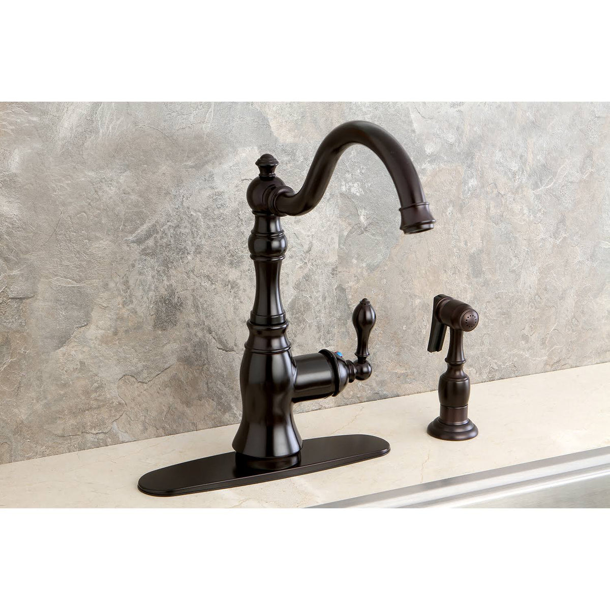 Oil-Rubbed Bronze Single-Handle Swiveling Kitchen Faucet L4353