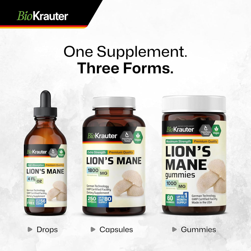 Vegan Organic Lion's Mane Mushroom Supplement Capsules Z3711