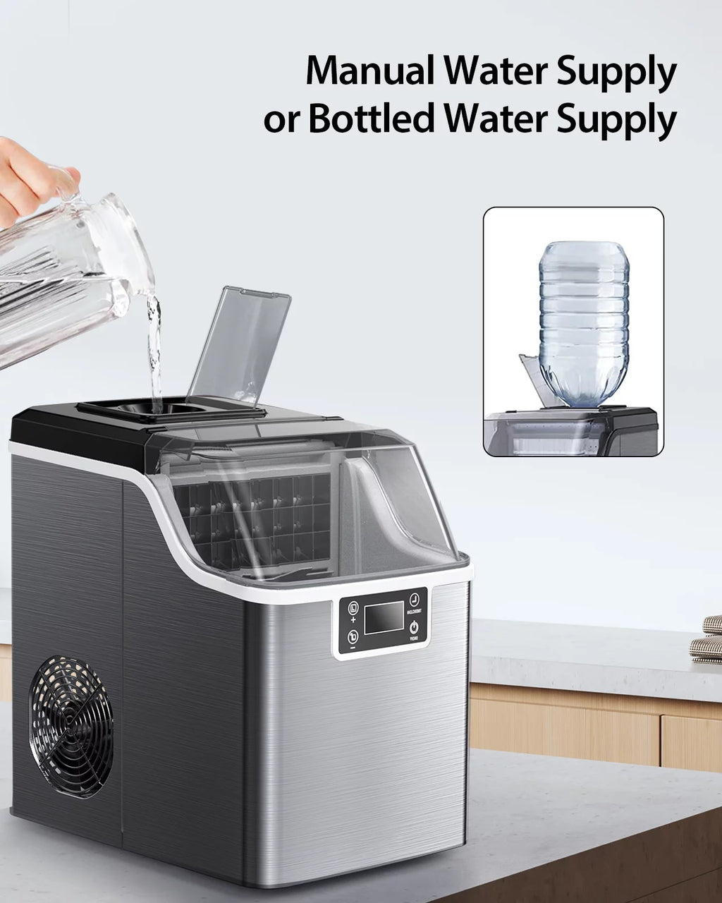 Countertop Ice Maker with Ice Scoop and Basket I4739