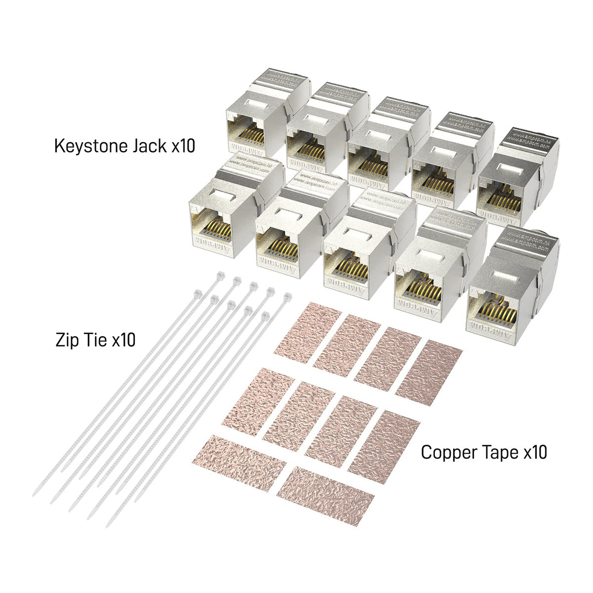 10-Pack RJ45 CAT 7 Tool-Less STP Shielded Keystone Jack G717