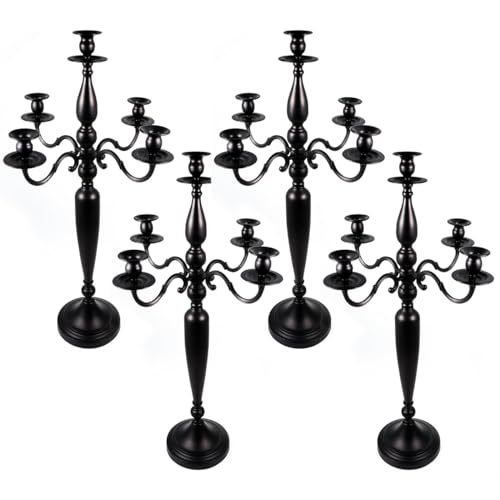 Black 4Pcs Metal Candelabra Candle Holder K316