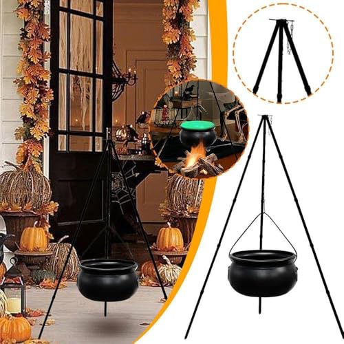 Black Plastic Cauldron with Lights 130cm B152