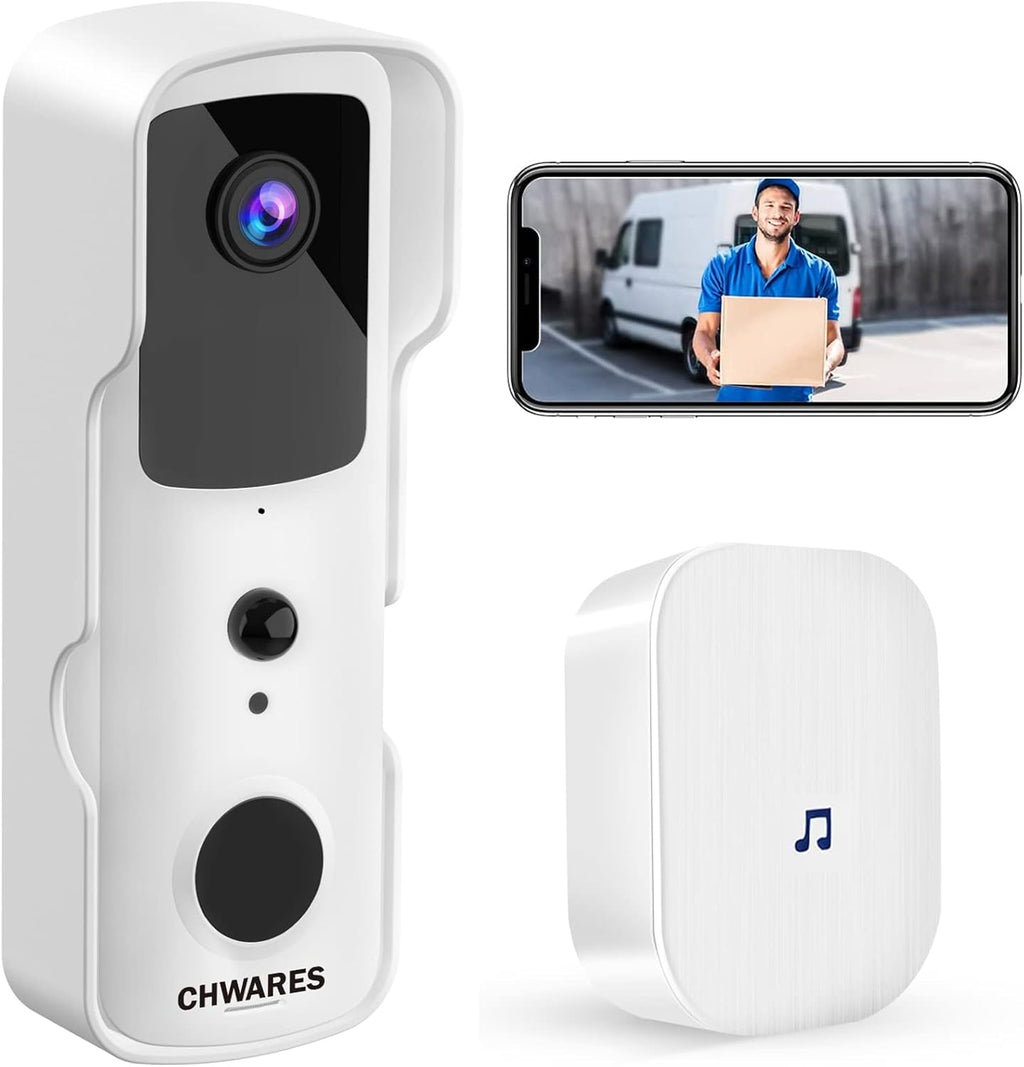 White 1080P HD Video Doorbell Camera with 32GB SD Card E677245