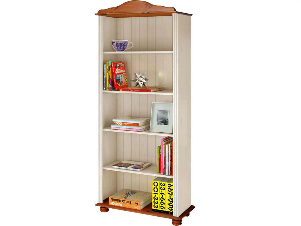 5 Shelf Open Bookcase, White and Honey Z697