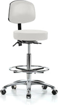 Chrome Height Adjustable Doctor's Stool with Back and Footring W664808
