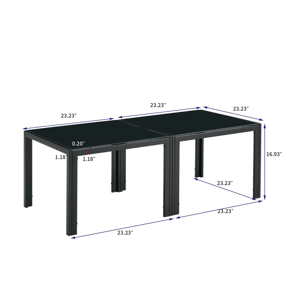 Glass Coffee Table Set of 2 Black S63676