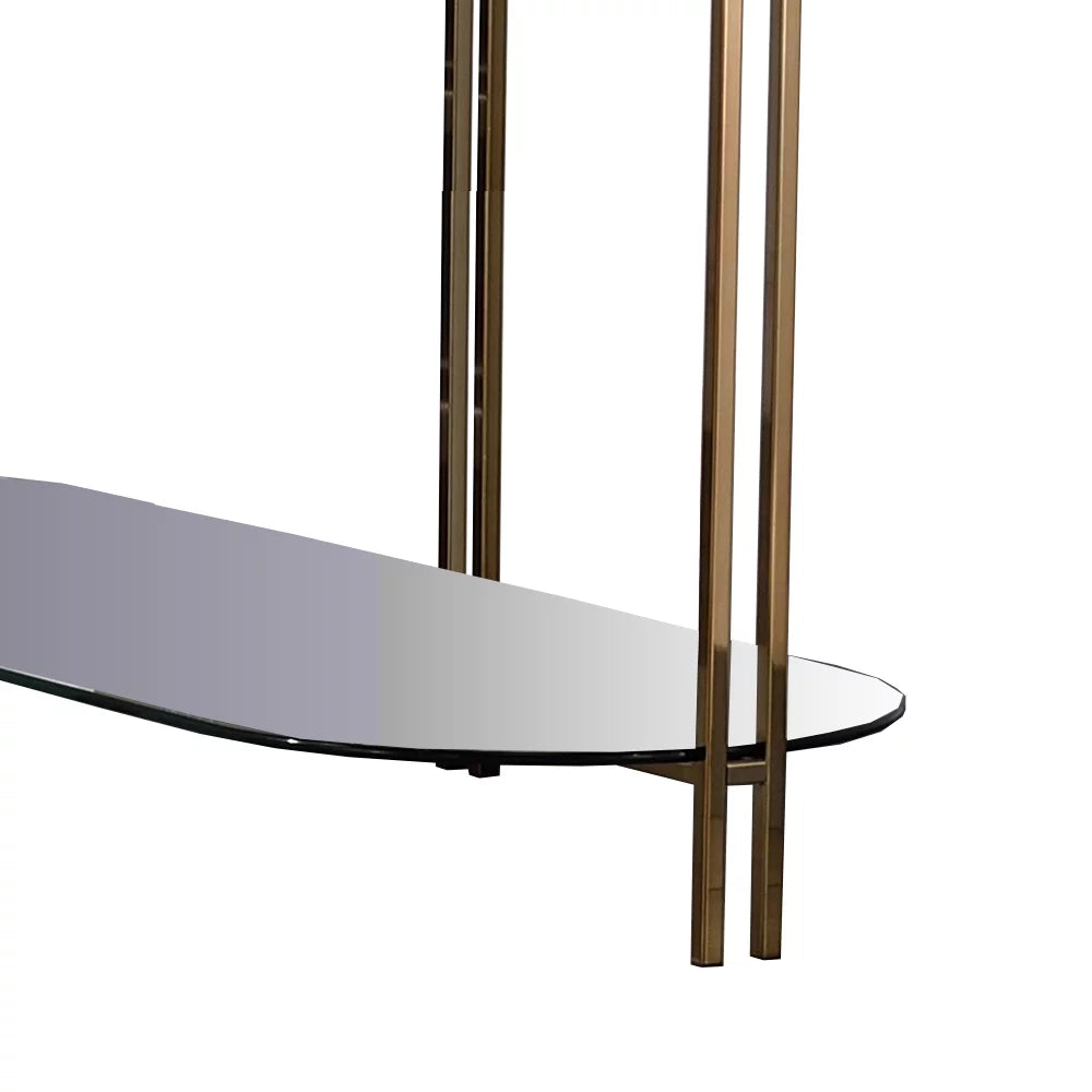 Sofa Table with Glass Top and Glass Shelf Q447275