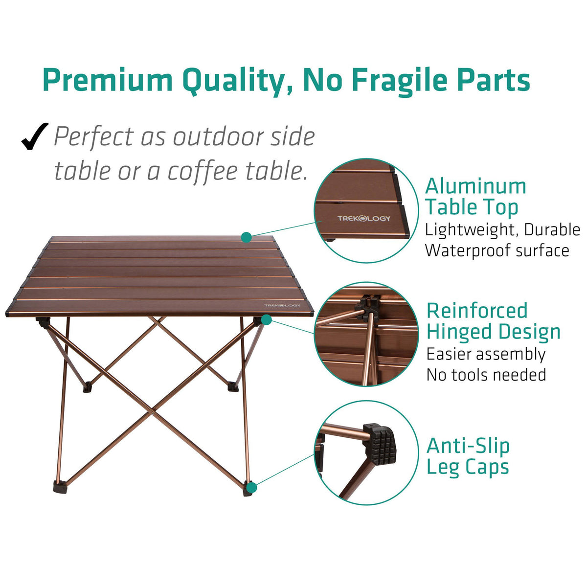 Portable Camping Side Tables Aluminum Table Top N55481