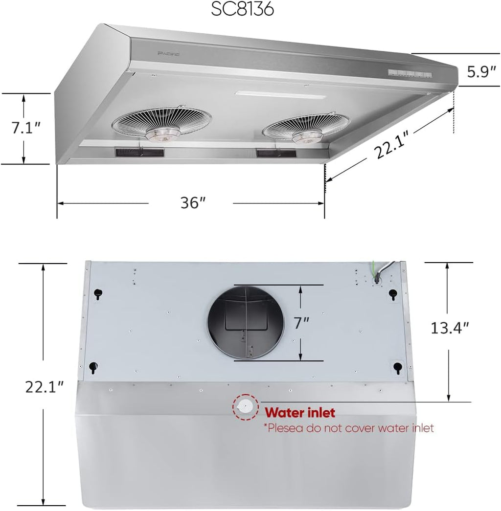 30'' Under Cabinet Stainless Steel Range Hood with Auto Steam Cleaning C933