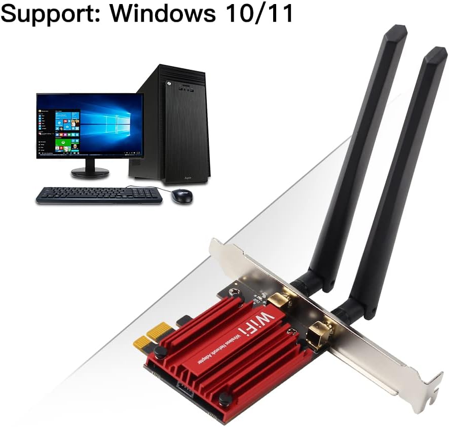 WiFi 6E PCI-E Tri-Band Wireless Adapter 5400Mbps 802.11AX 160MHZ PCIe Network Card Pack of 2 O928931