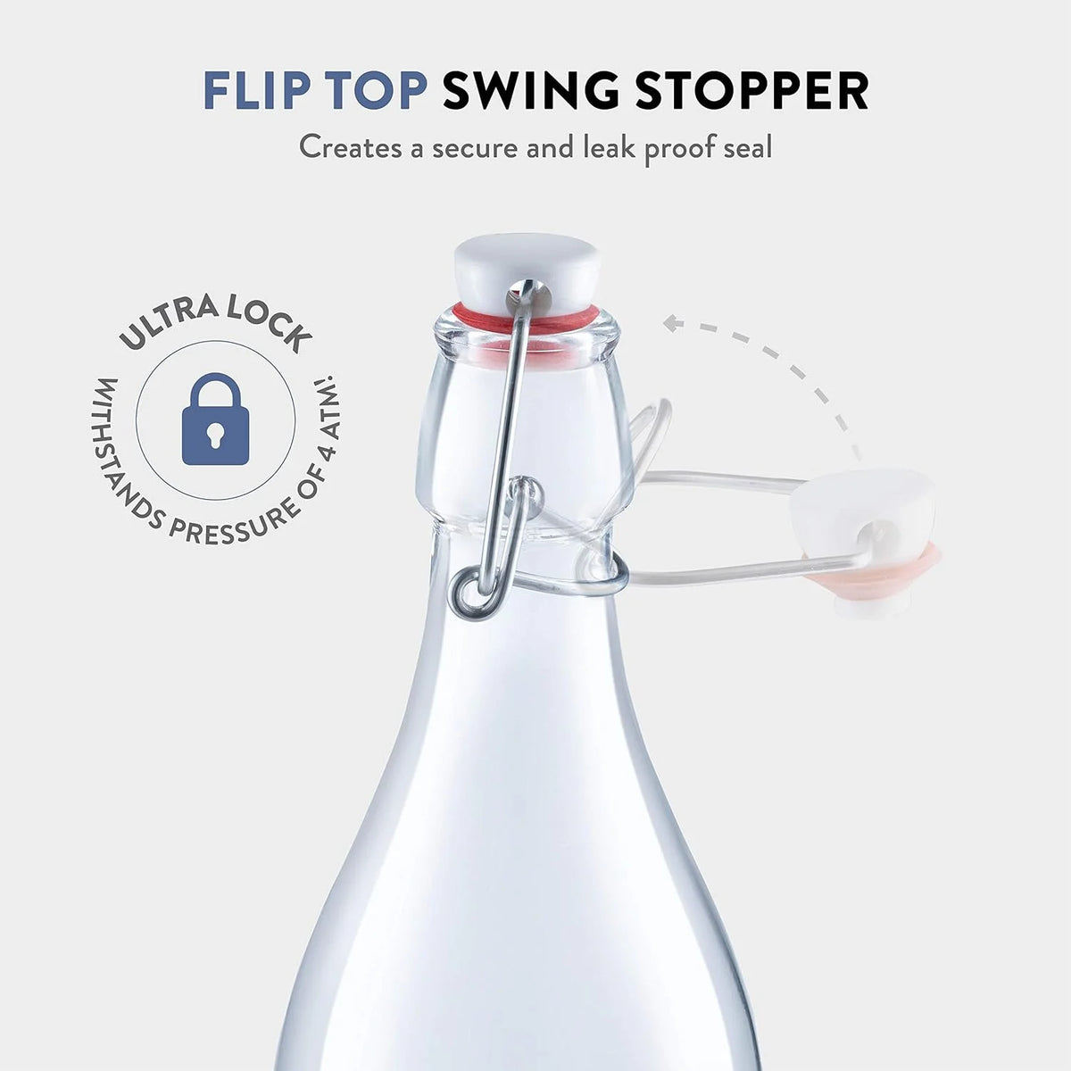 Clear Glass Swing Top Bottles 6 Pack 1 Liter Z8937