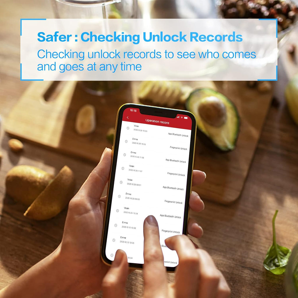 Silver Smart Door Lock with Fingerprint C883