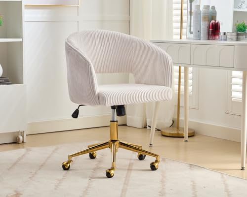 Velvet Upholstered Swivel Desk Chair with Gold Base D95966