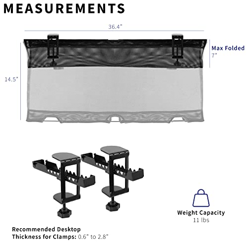 Black Mesh 44 Inch Clamp-on Under Desk Cable Net F231