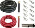 1/0 AWG 10 Feet Black Pure Copper Welding Cable with Copper Lugs and Heat Shrink Tubing K593