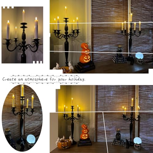 Black 4Pcs Metal Candelabra Candle Holder K316