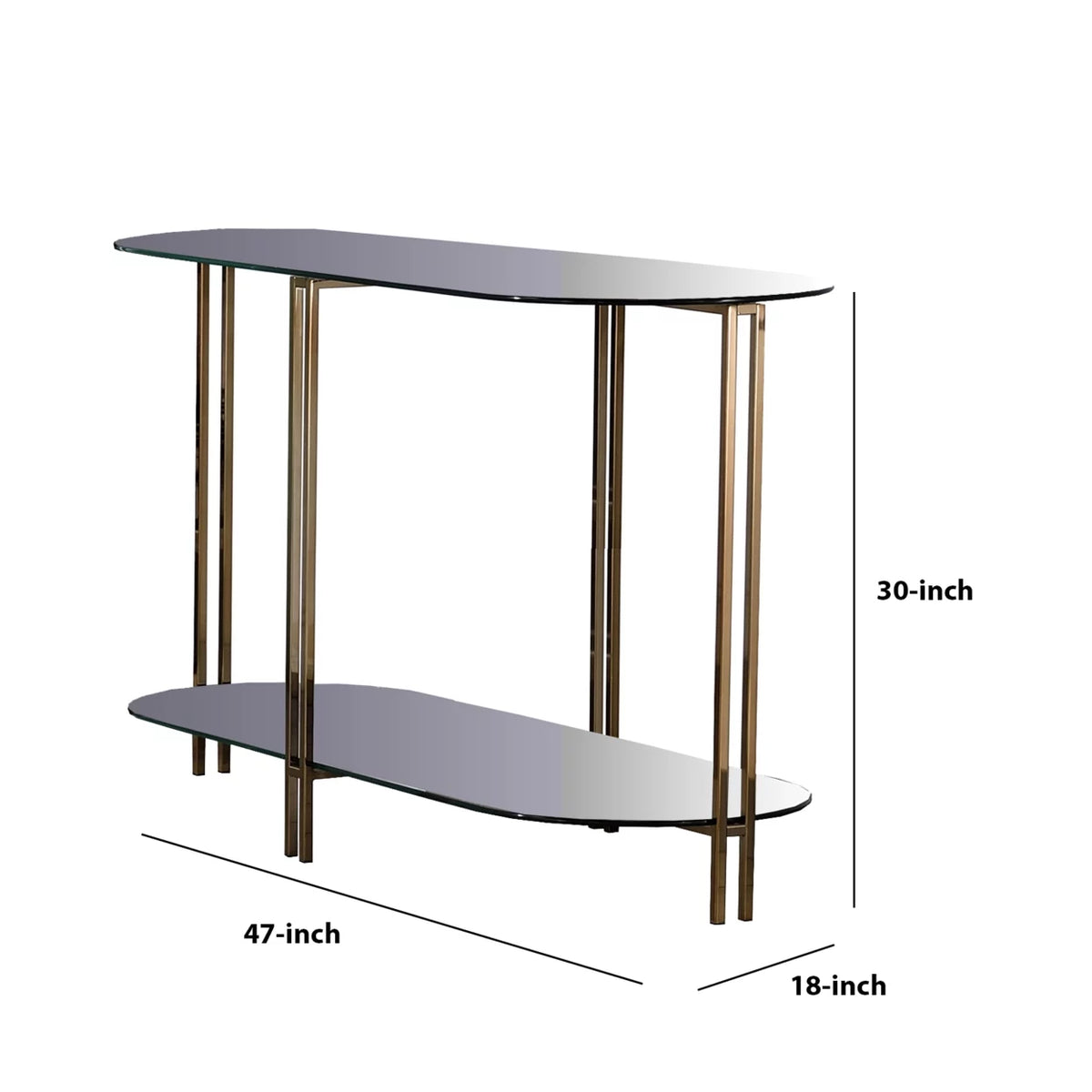 Sofa Table with Glass Top and Glass Shelf Q447275