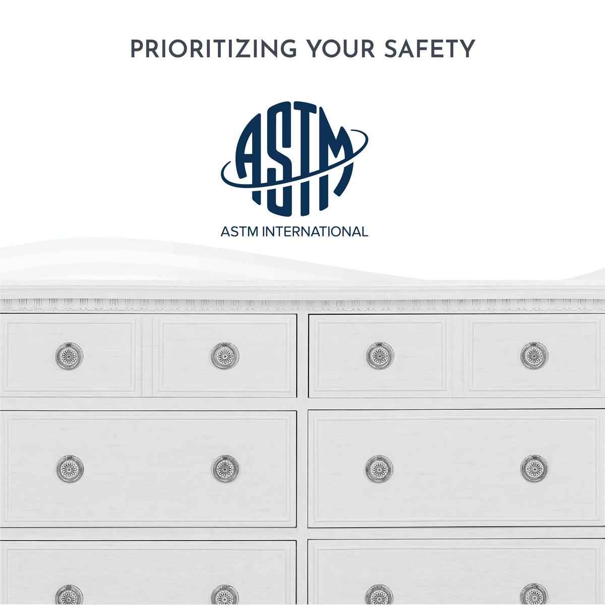 White 6 Drawer Double Dresser J618