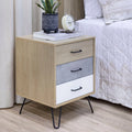 24 Inch 3 Drawer Wood Nightstand with Metal Hairpin Legs C381310