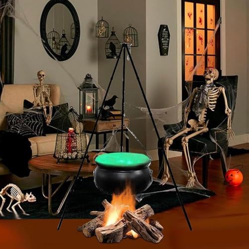 Black Plastic Cauldron with Lights 130cm B152