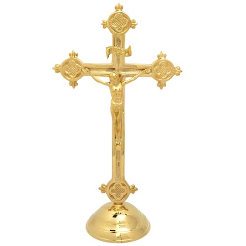 Brass Catholic Crucifix 12.5 by 7 Inches R4736