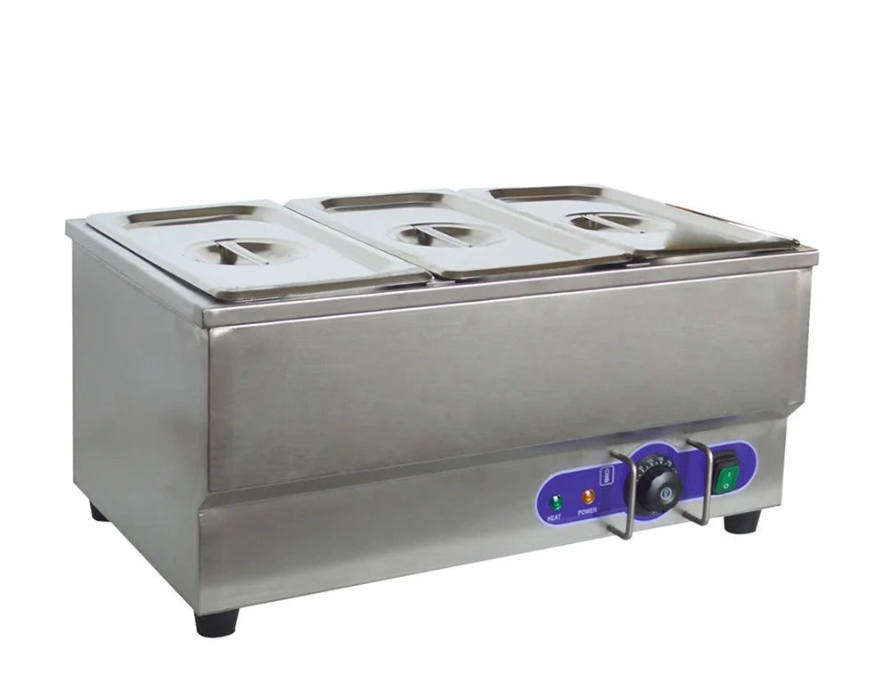 3-Pot Buffet Warmer Steam Table Food Soup Heat Canteen Kitchen Desk Type D426