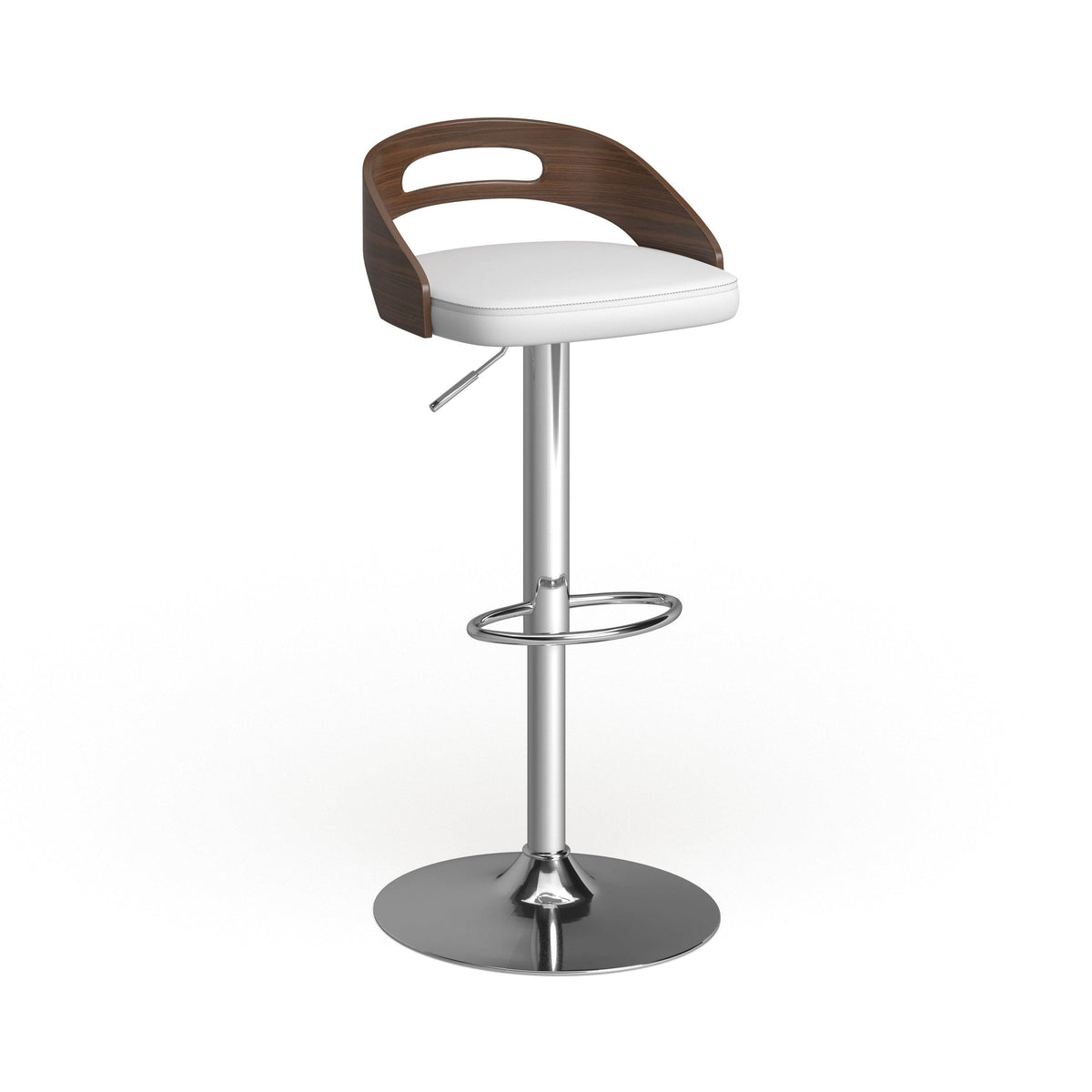 Chrome Natural Wood Cream PU Barstool T55250