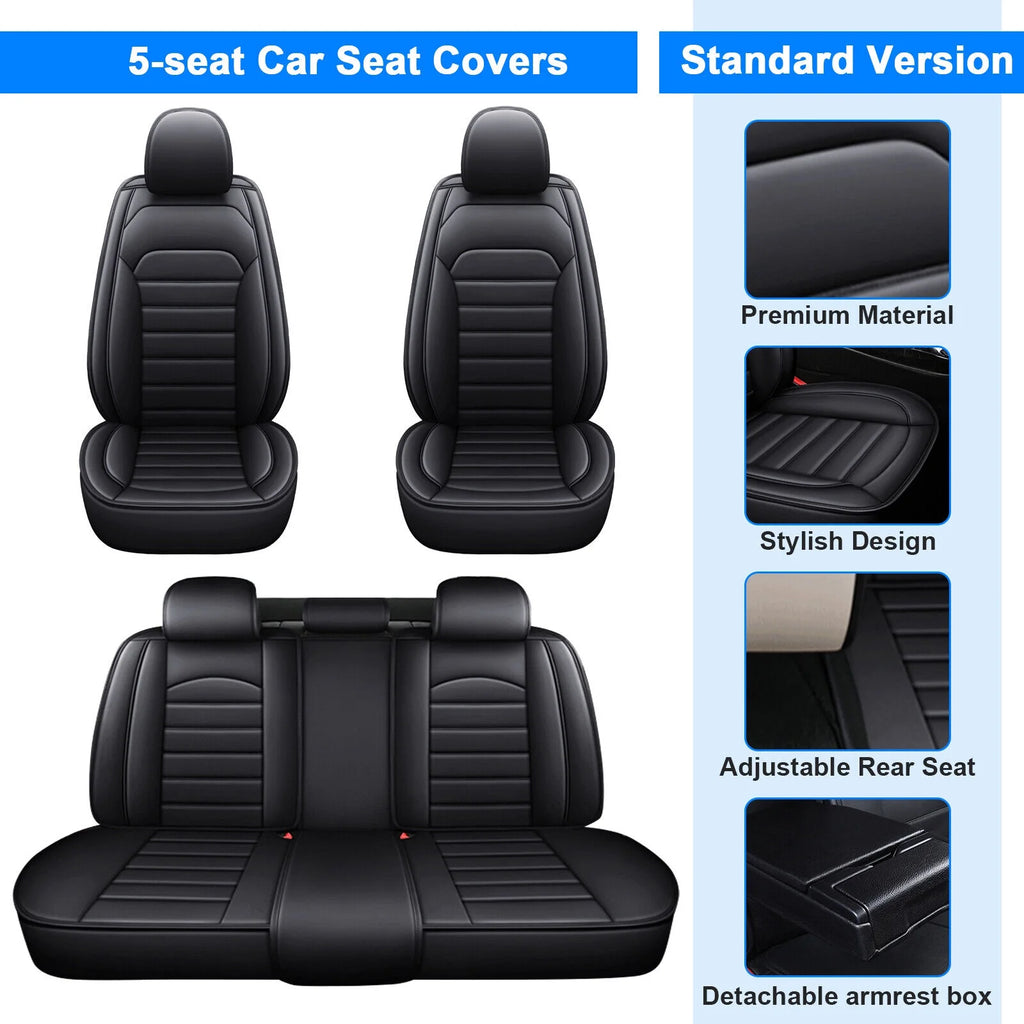 Black Waterproof Pu Leather Full Set Car Seat Covers C5230
