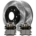 Front Wheel Bearing Hubs Drilled Slotted Rotors Black Ceramic Pads Kit I45455