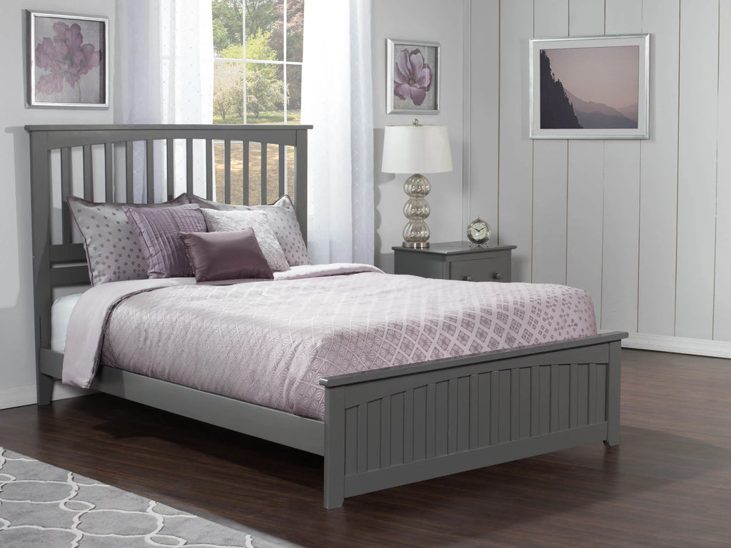 Queen Wood Platform Bed with Slatted Headboard and Footboard X624